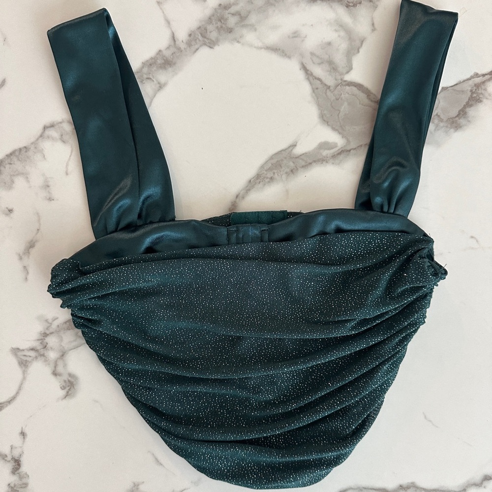 Elegant Dark Green Satin Top